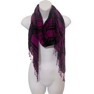 Purple and black plaid pattern scarf